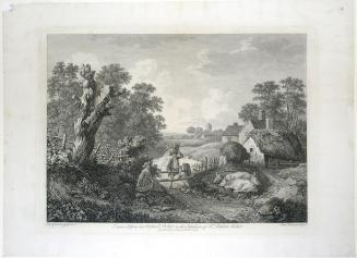 Wooded Landscape with Peasants at a Stile, Sleeping Pigs, Farm Buildings, and a Distant Church