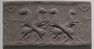 Cylinder Seal with Two Pairs of Crossed Lions, Separated by a Plant under a Star