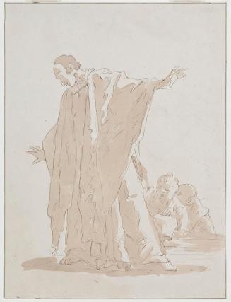 Commedia dell'Arte Actor with Children Watching