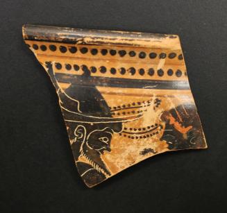 Sherd of an Attic Black- Figure Skyphos (Cup), Depicting Hermes and Ariadne