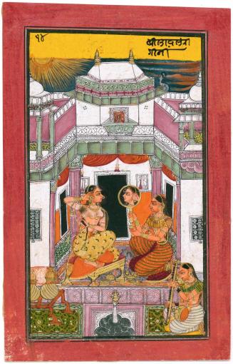 Vilaval Ragini: A Lady Gazes into a Mirror, 
Illustration from a Ragamala (Musical Mode) series