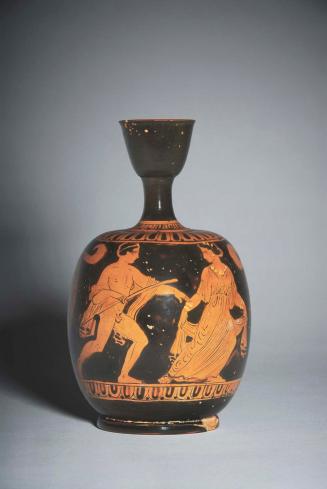 Squat Lekythos with Pursuit Scene
