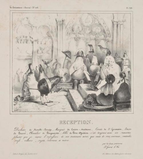 From La Caricature "Reception. Duchesse de Mouille-Bouche, Marquis de Cuisse-Madame . . ."