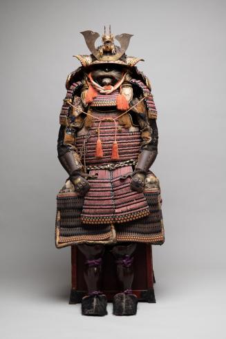 Suit of Ceremonial Armor with Red Leather Lacing and Stenciled Cherry Blossom Design